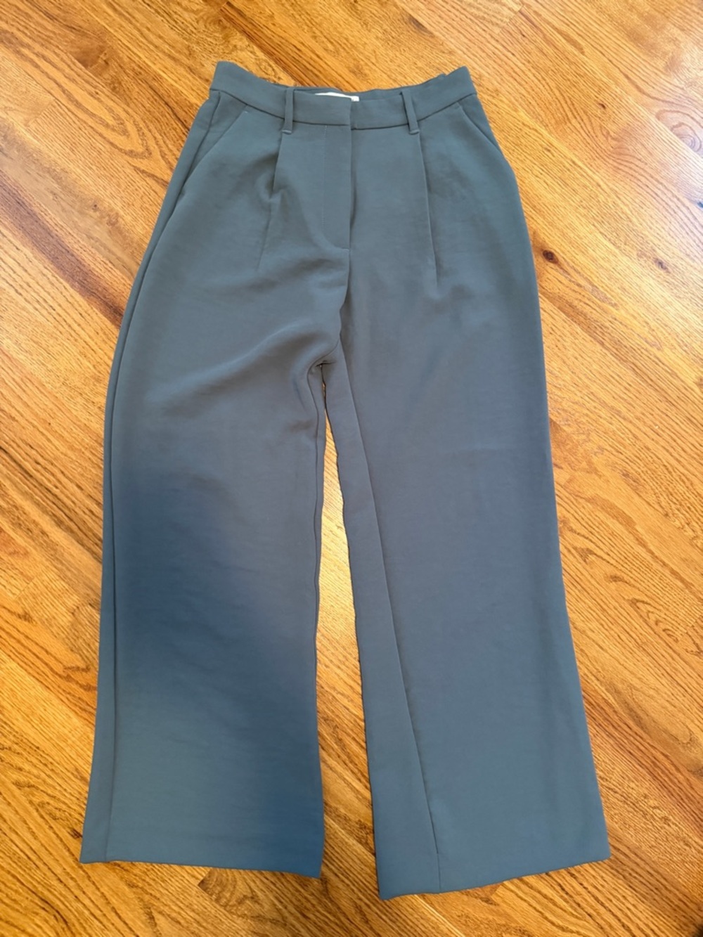 Abercrombie & Fitch Wide Leg High-Rise Pants in Slate Green